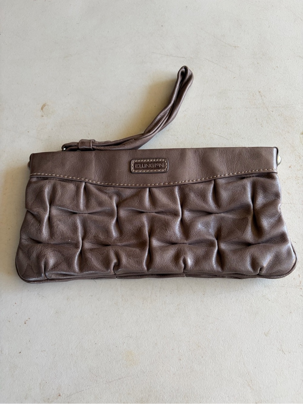 Ellington Chocolate Brown Quilted Wristlet Clutch